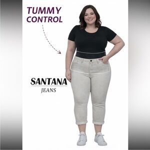 Santana Jeans Tummy Control Capris Off White Size 16